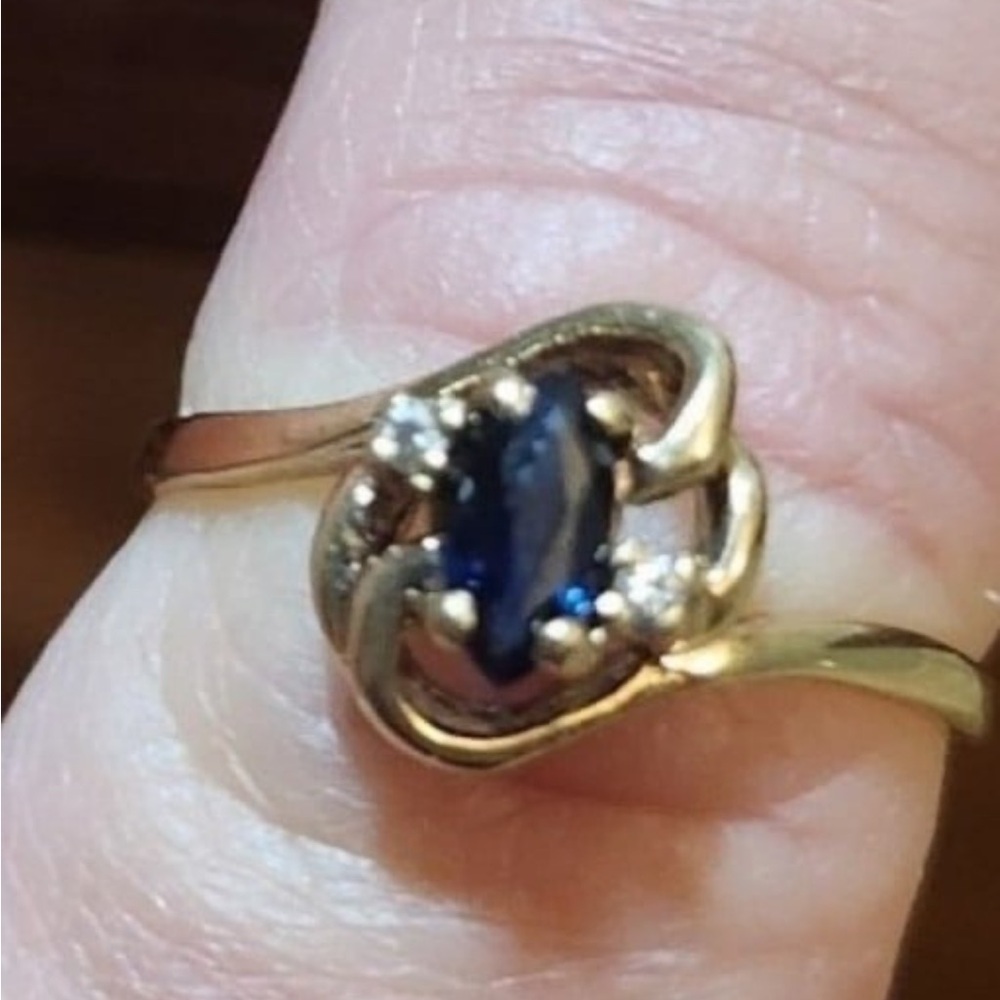 Sapphire and Diamond 10K Gold Ring Size 7